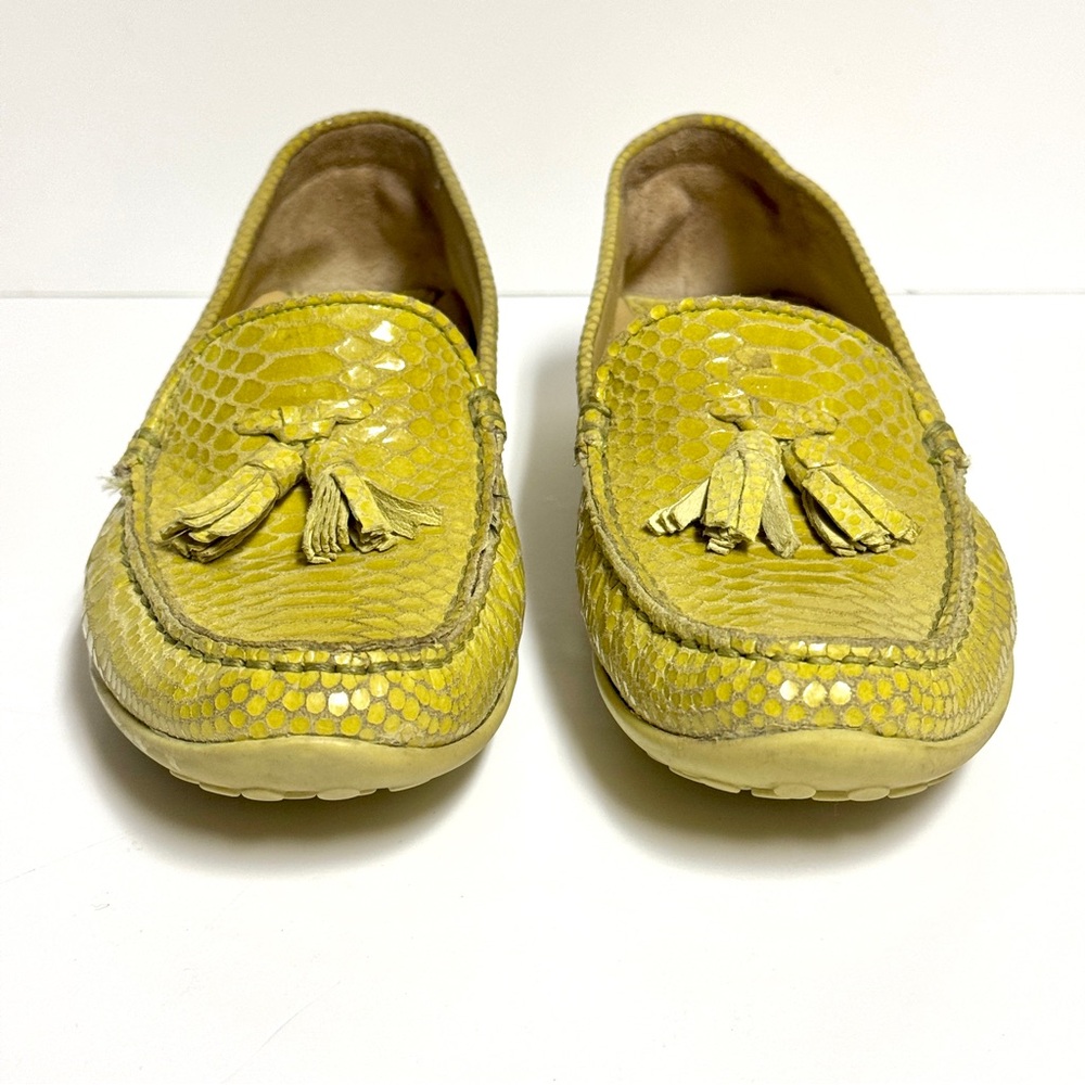 Vaneli Lime Green Loafers Snakeskin Driving Mocassins Shoes Tassels Womens 8A - Picture 5 of 10